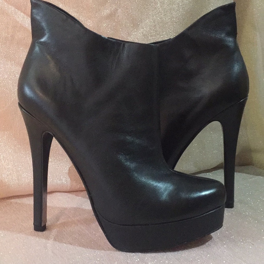 Black Leather Booties Never Worn